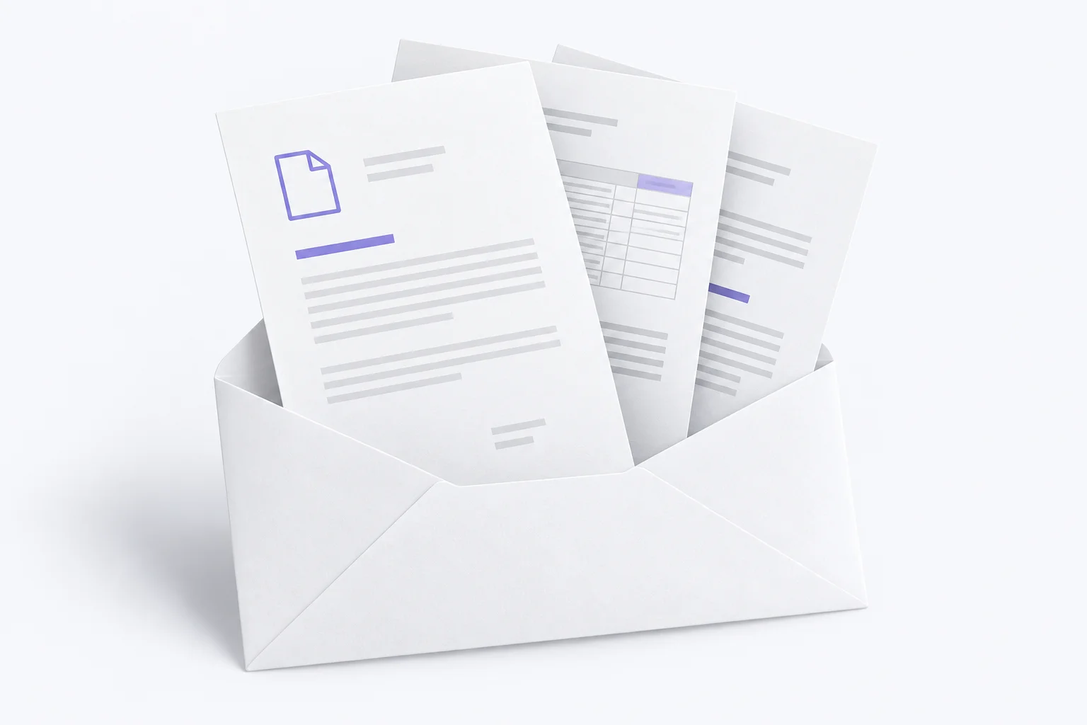 An open envelope containing the request documents.